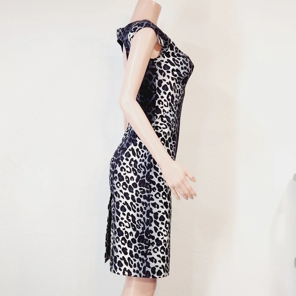 Jessica Simpson Leopard Print Open Back Sheath Sexy Dress Sz 6_11